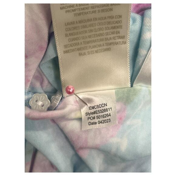 Eileen West Nightgown Womens Large Blue Pink Floral Chemise Lace Trim Ruffle Hem - Picture 8 of 13